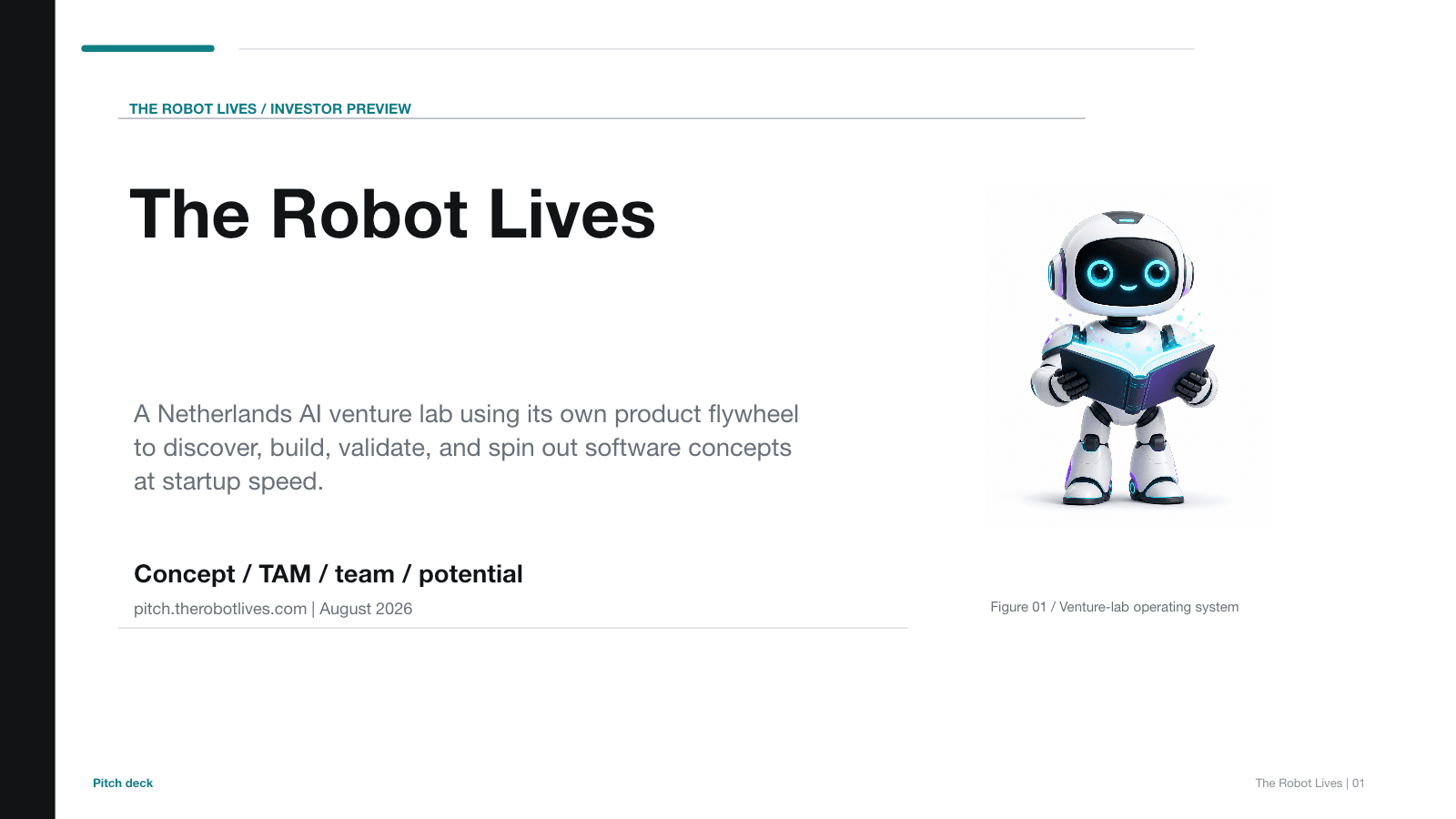 TheRobotLives investor pitch cover slide